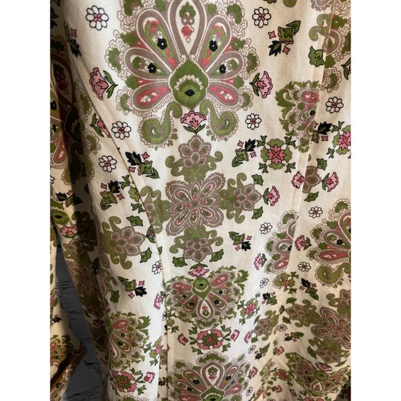 Nicole by Nicole Miller Size 14 Unlined Zip Front Long Jacket Green/Pink Floral - Picture 2 of 11